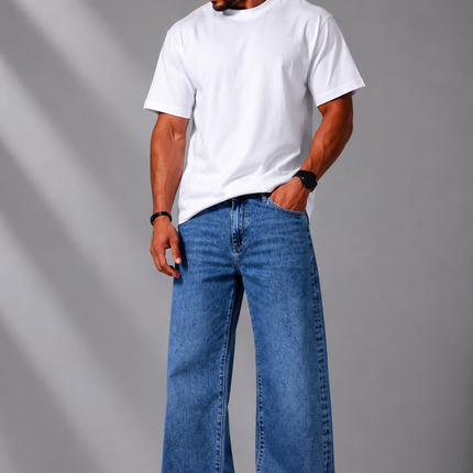 Мъжки светлосини Wide Leg дънки 7769B