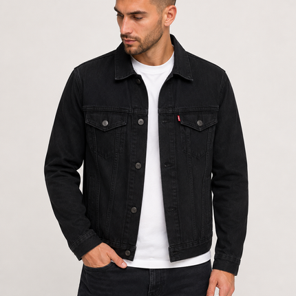 Мъжко черно дънково яке Denim 315