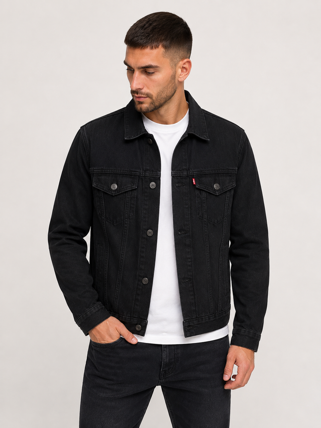 Мъжко черно дънково яке Denim 315