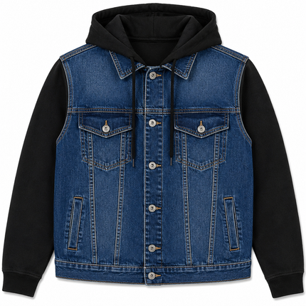 Мъжко синьо спортно дънково яке с качулка KYL9504