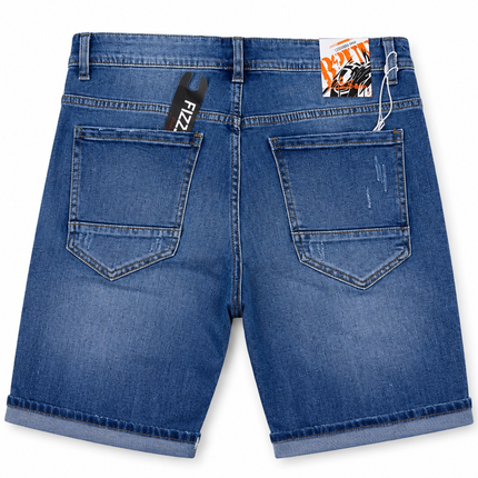 Мъжки сини Slim Fit къси дънки със скъсан ефект JL8842